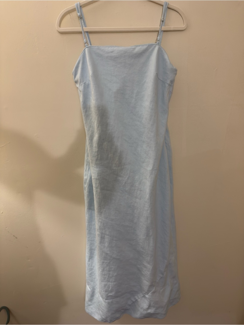 Anthropologie Tilda Light Blue Linen Slip Dress 90s Inspired Silhouette | Size M